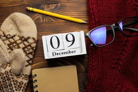 Ninth day of winter month calendar december. Foto stock
