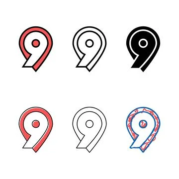 Ninth number color icon vector concepts Illustration
