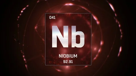 Niobium as Element 41 of the Periodic Table 3D animation on red background 스톡 동영상 119461553
