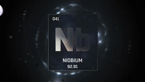 Niobium as Element 41 of the Periodic Table 3D animation on silver background Stock-Footage 119461703