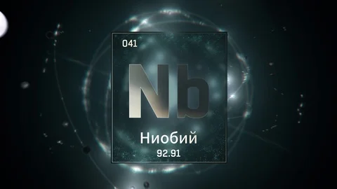 Niobium as Element 41 of the Periodic Table 3D animation on green background Stock Footage 126449779