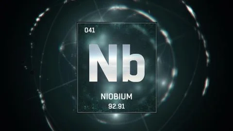 Niobium as Element 41 of the Periodic Table 3D illustration on green background Stock Illustration