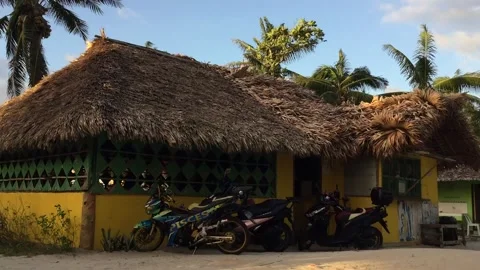 Nipa Hut at the Beach Stock Footage 142187850