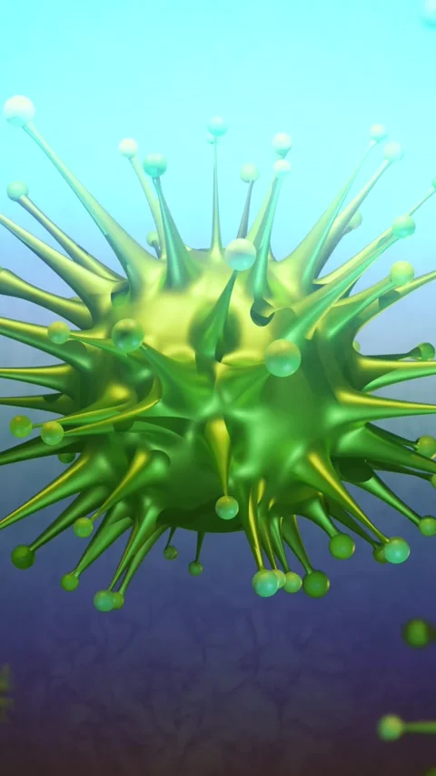 Nipah Virus 3D Simulation -  Zoonotic Virus in Humans - Vertical Stock Footage 335499365
