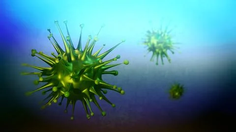 Nipah Virus 3D Simulation -  Zoonotic Virus in Humans - ALT Angle0 Stock Illustration