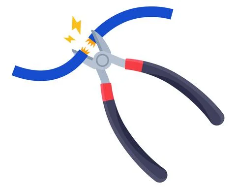 Nippers to bite the blue electrical wire. Stock Illustration