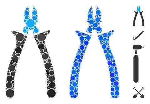 Nippers Composition Icon of Circle Dots Stock Illustration
