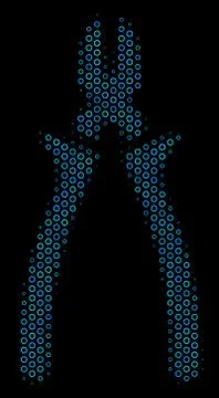 Nippers Composition Icon of Halftone Circles Illustrazione stock