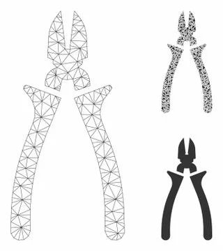 Nippers Vector Mesh 2D Model and Triangle Mosaic Icon Stock Illustration