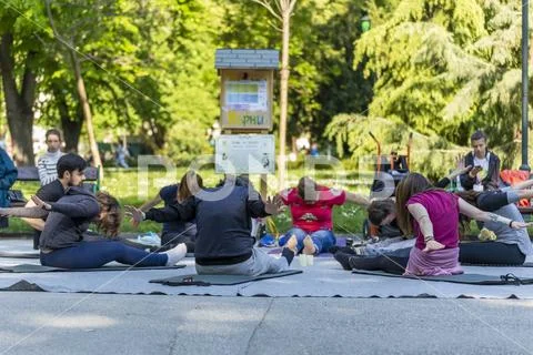 Nirvana fitness with music class on the street Stock Photos