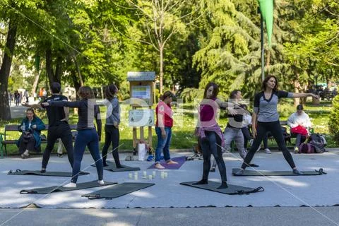 Nirvana fitness with music class on the street Stock Photos