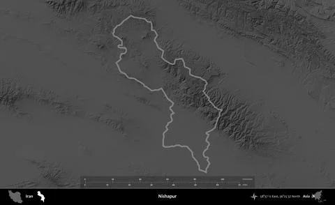 Nishapur outlined, Iran. Grayscale Stock Illustration