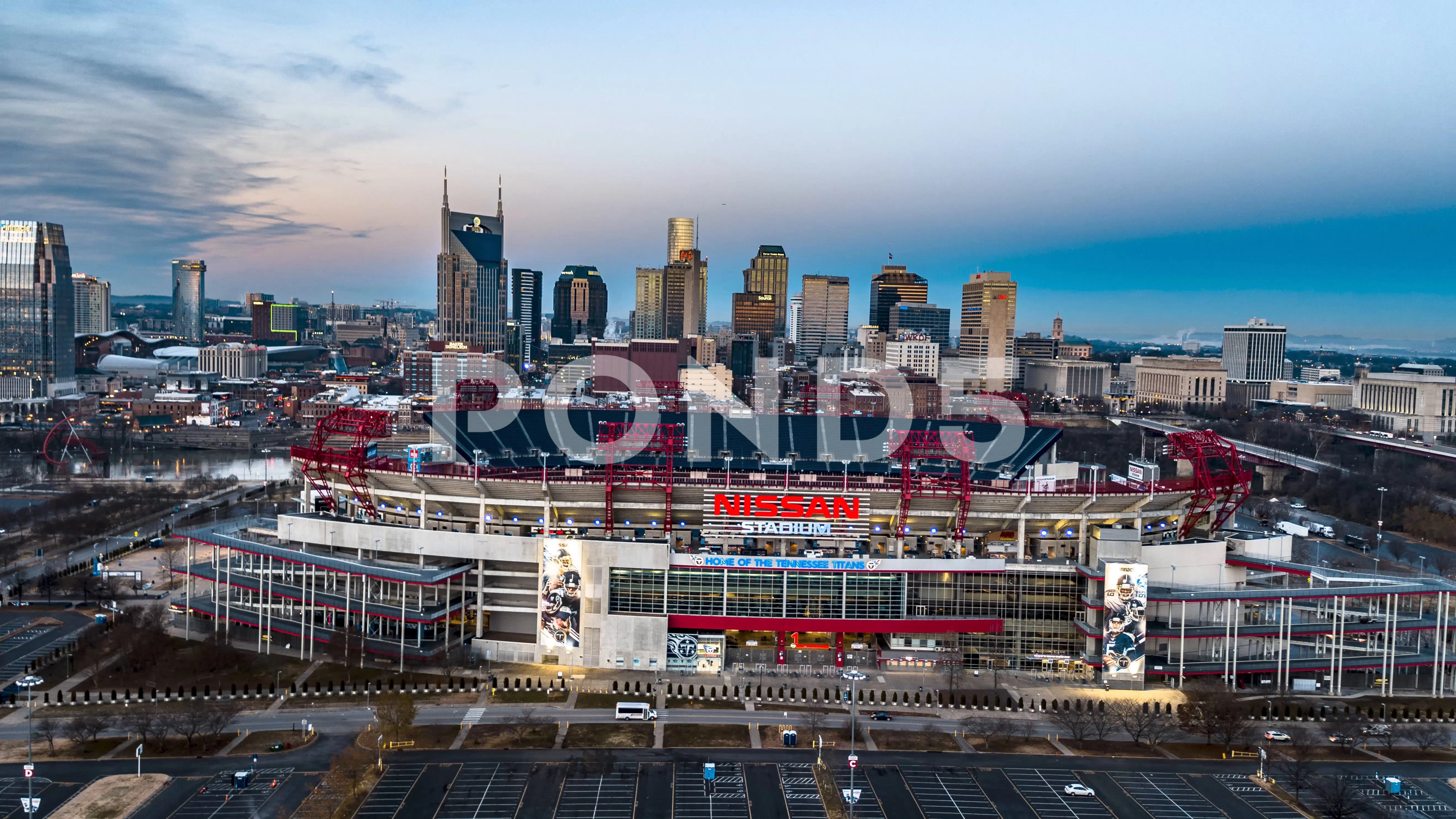 2017 Home of the Tennessee Titans, Christmas Lights on Nissan Stadium Signs