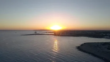 Nissi Beach Aerials Sunset Stock-Footage 85747236