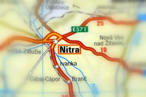 Nitra on a map Stock Photos