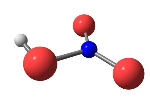 Nitric acid molecular structure on white Stock Illustration