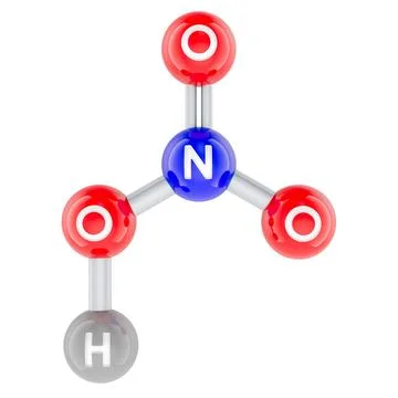 Nitric acid molecule model. 3D rendering Stock Illustration