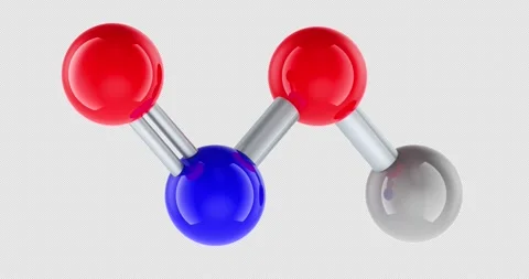 Nitric acid molecule rotation animation seamlessly loopable. 3D rendering i.. Stock Footage 339372601