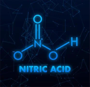Nitric Acid Molecule Structure on Dark Background Illustrazione stock