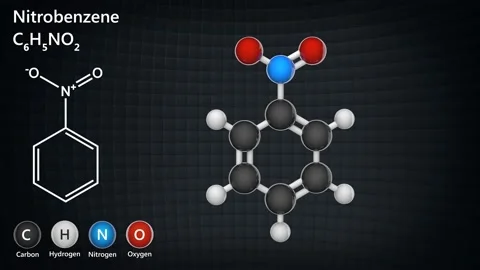 Nitrobenzene. C6H5NO2. Seamless loop. Video stock 154399452