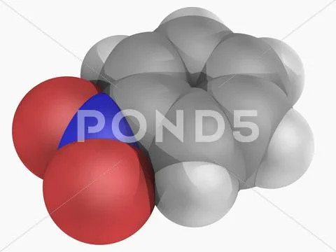 Nitrobenzene molecule Stock Illustration