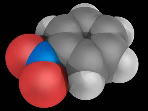 Nitrobenzene molecule Stock Illustration