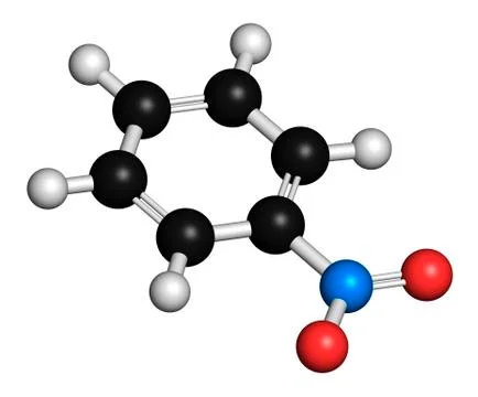 Nitrobenzene molecule, illustration Stock Illustration