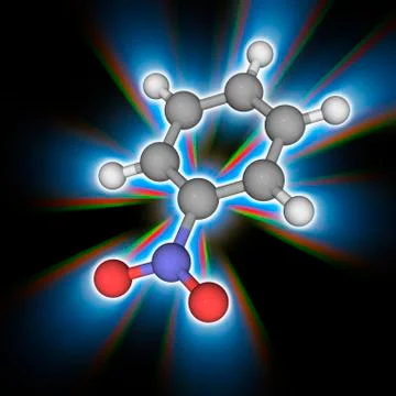 Nitrobenzene organic compound molecule Stock Illustration