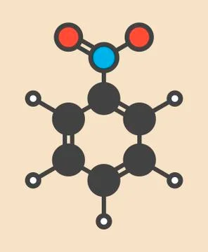 Nitrobenzene solvent molecule Stock Illustration