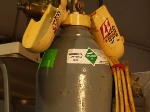 Nitrogen air tank with compressed gas Stock Footage 123775316