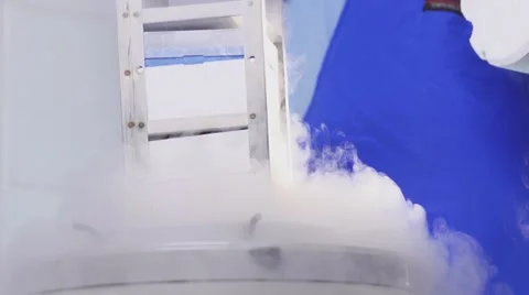 Nitrogen bank of stem cells slow motion Video stock 49229559
