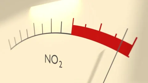 Nitrogen dioxide level on measure scale. Instrument scale with arrow. Chemical Video stock 275157252