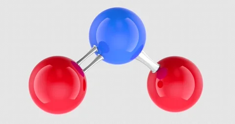Nitrogen dioxide molecule, rotation animation seamlessly loopable. 3D rende.. Stock Footage 331164150