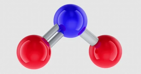 Nitrogen Dioxide molecule rotation animation seamlessly loopable. 3D render.. Stock Footage 338329689