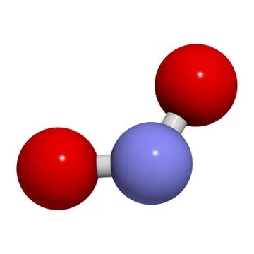 Nitrogen dioxide (no2, nox) toxic gas and air pollutant, molecular model. Stock Illustration