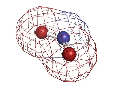 Nitrogen dioxide (no2, nox) toxic gas and air pollutant, molecular model. Stock Illustration