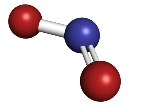 Nitrogen dioxide (no2, nox) toxic gas and air pollutant, molecular model. Stock Illustration