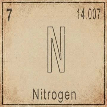 Nitrogen Element Card from Periodic Table on Vintage Old Paper Stock Illustration