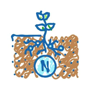 Nitrogen fixation environmental icon doodle illustration Stock Illustration