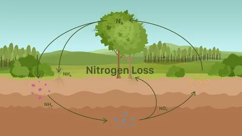 Nitrogen Loss Nature Scene Vector Illustrazione stock