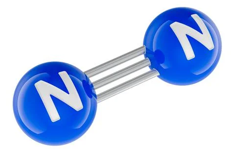 Nitrogen molecule N2. 3D rendering Stock Illustration