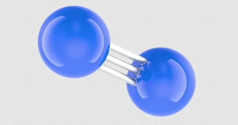 Nitrogen molecule, rotation animation seamlessly loopable. 3D rendering iso.. Stock Footage 331955975