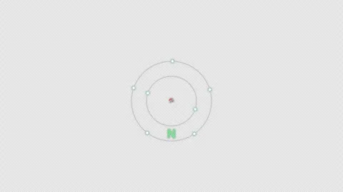 Nitrogen N Bohr Atom Model Clean No Text Animation Video Overlay Alpha 4K Stock Footage 339371649