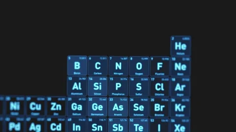 Nitrogen N periodic table element glowing blue. Futuristic scientific interface. Vídeos de archivo 330542085