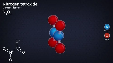 Nitrogen Tetroxide. Oxidising agent. 3D model. N2O4.  Dark background. 3D render Stock Footage 291645371