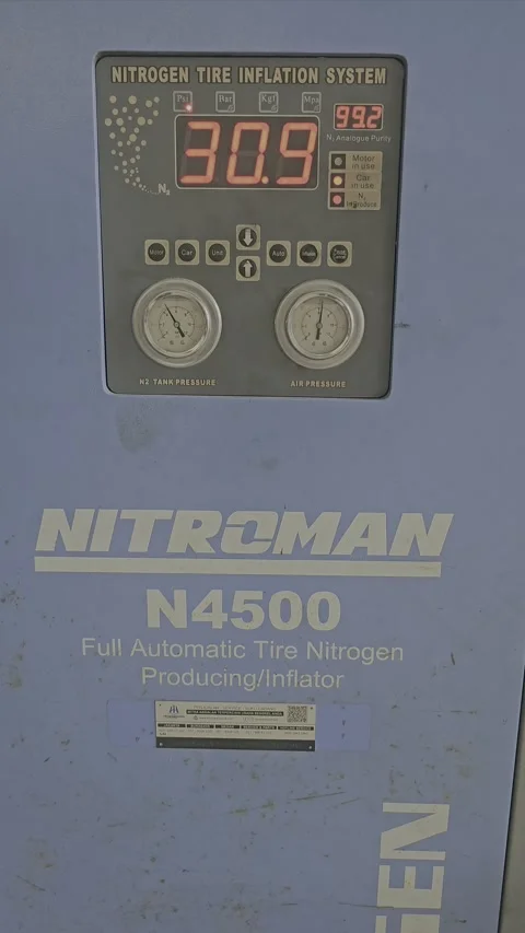 Nitrogen Tire Inflation System Display With Pressure Gauges and Controls Stock Footage 293773596