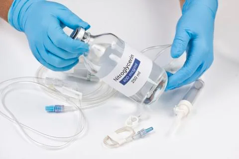 Nitroglycerin IV Bottle Stock Photos