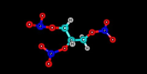 Nitroglycerin molecule isolated on black Stock Illustration