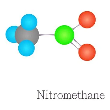 Nitromethane 3D molecule chemical science Illustrazione stock