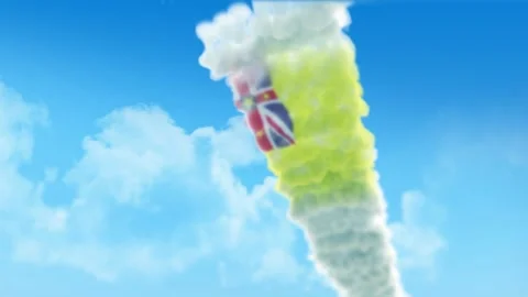 Niue Flag 3D Render Animation Created with Colored Smoke Trails by Aircraft 스톡 동영상 332309164